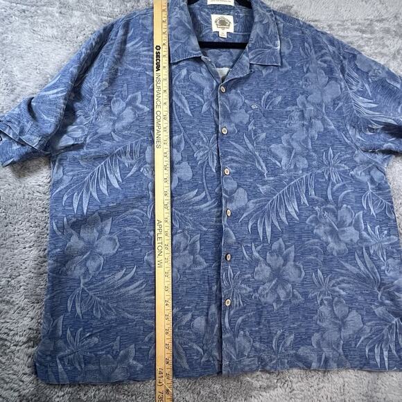 Paradise Collection Shirt Men XXL Classic Fit Hawaiian Palm Trees Rayon Blue - Picture 4 of 6